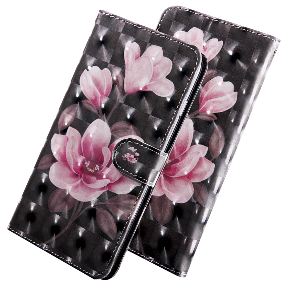 Printing Style Light Spot Decor Leather Wallet Phone Cover for Samsung Galaxy Note 10 Pro - Pink Flower-4