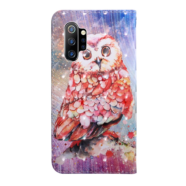 Printing Style Light Spot Decor Leather Wallet Phone Cover for Samsung Galaxy Note 10 Plus/Note 10 Plus 5G - Owl-3