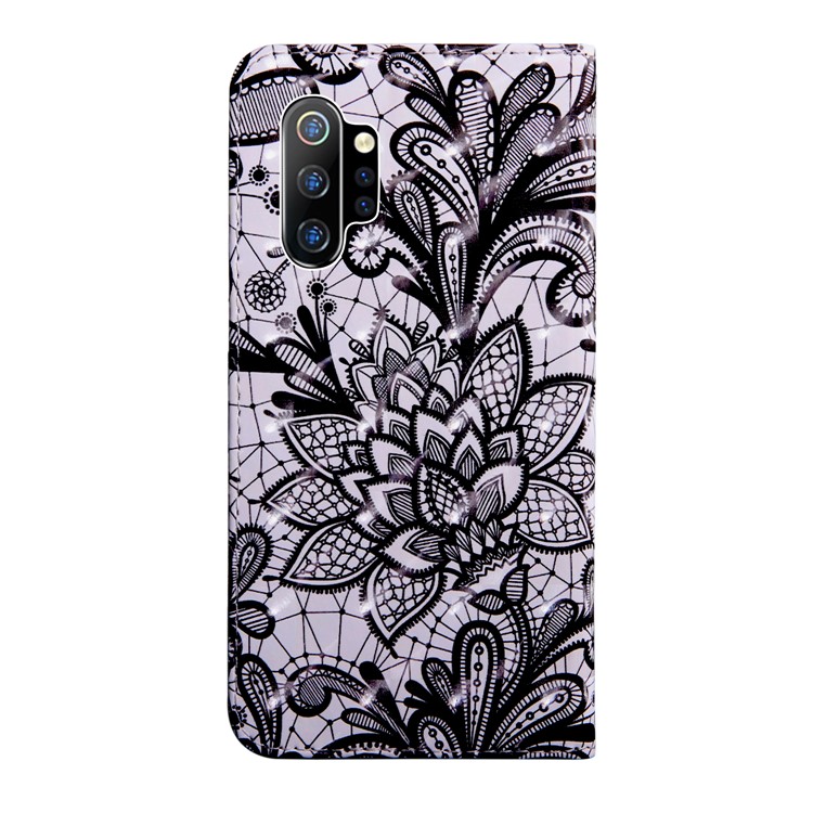 Printing Style Light Spot Decor Leather Wallet Phone Cover for Samsung Galaxy Note 10 Plus/Note 10 Plus 5G - White and Black Flowers-3