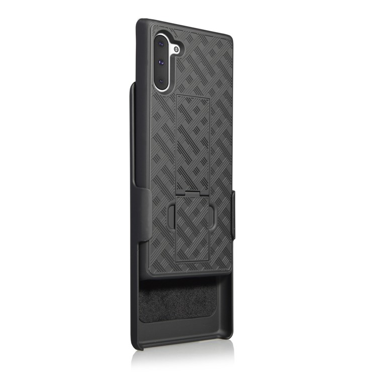 Woven Texture Belt Clip Kickstand PC + TPU Hybrid Holster Phone Case for Galaxy Note 10-3