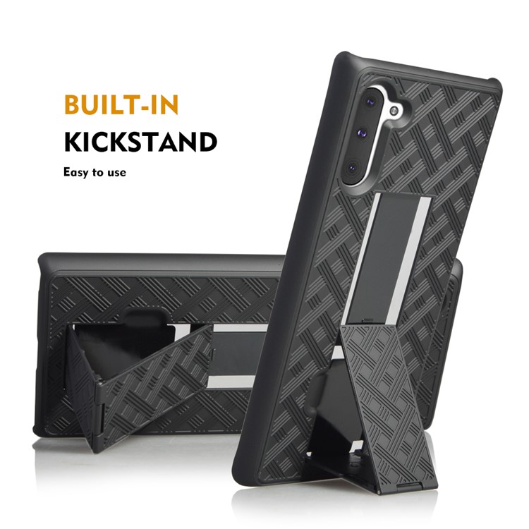 Woven Texture Belt Clip Kickstand PC + TPU Hybrid Holster Phone Case for Galaxy Note 10-5