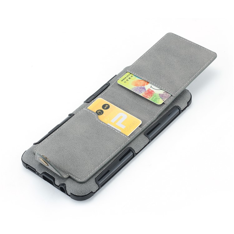 Vertical Flip PU Leather Coated Card Holder PC TPU Hybrid Phone Cover for Samsung Galaxy A50/A50s/A30s - Grey-5