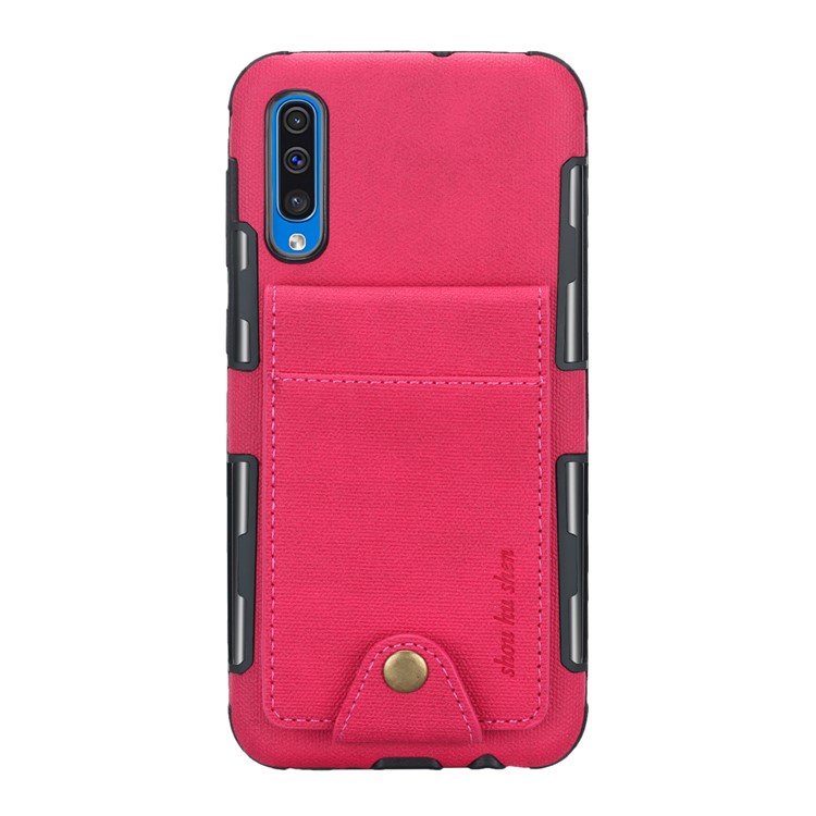 Vertical Flip PU Leather Coated Card Holder PC TPU Hybrid Phone Cover for Samsung Galaxy A50/A50s/A30s - Rose-2