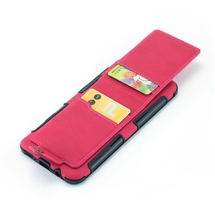 Vertical Flip PU Leather Coated Card Holder PC TPU Hybrid Phone Cover for Samsung Galaxy A50/A50s/A30s - Rose-5