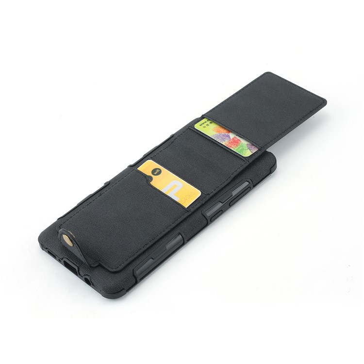 Vertikaler Schlag PU-Leder Beschichtete Kartenhalter PC TPU Hybride Telefonabdeckung Für Samsung-Galaxie S10 5G - Schwarz-3