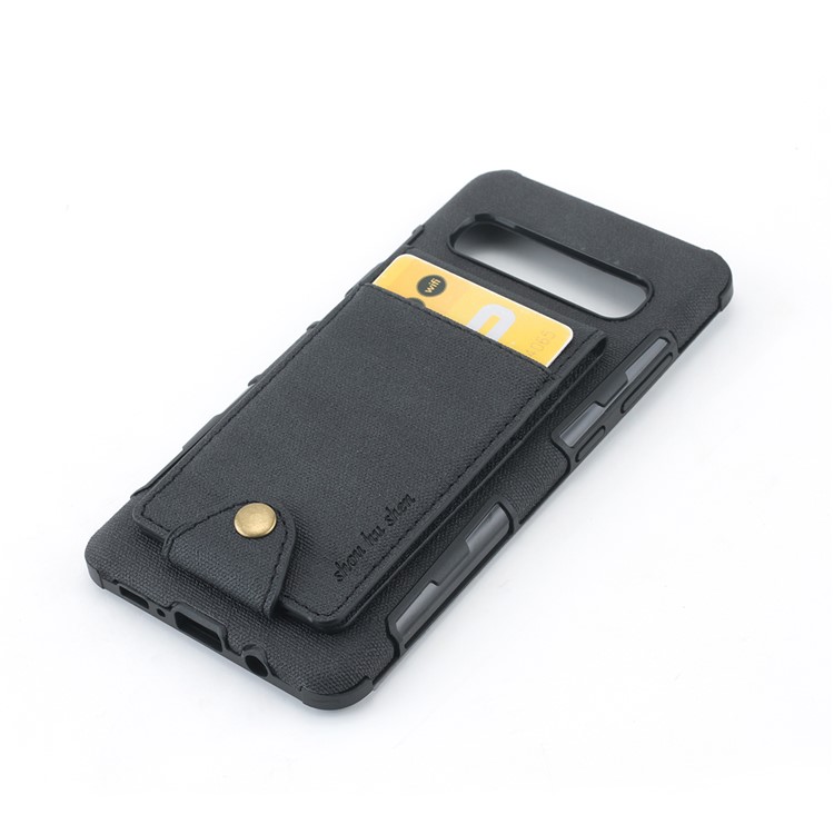 Vertikaler Schlag PU-Leder Beschichtete Kartenhalter PC TPU Hybride Telefonabdeckung Für Samsung-Galaxie S10 5G - Schwarz-4