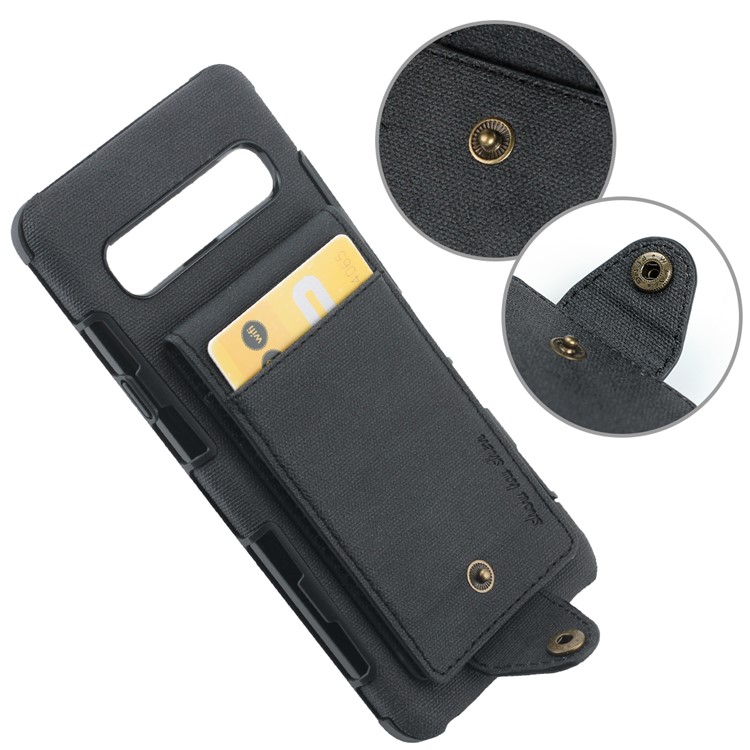 Vertikaler Schlag PU-Leder Beschichtete Kartenhalter PC TPU Hybride Telefonabdeckung Für Samsung-Galaxie S10 5G - Schwarz-7