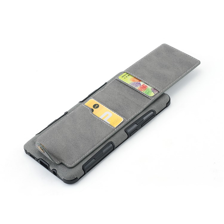 Vertical Flip PU Leather Coated Card Holder PC TPU Hybrid Phone Cover for Samsung Galaxy S10 5G - Grey-3