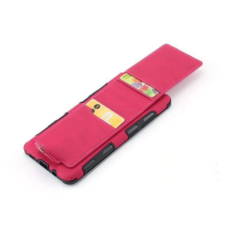 Vertical Flip PU Leather Coated Card Holder PC TPU Hybrid Phone Cover for Samsung Galaxy S10 5G - Rose-3