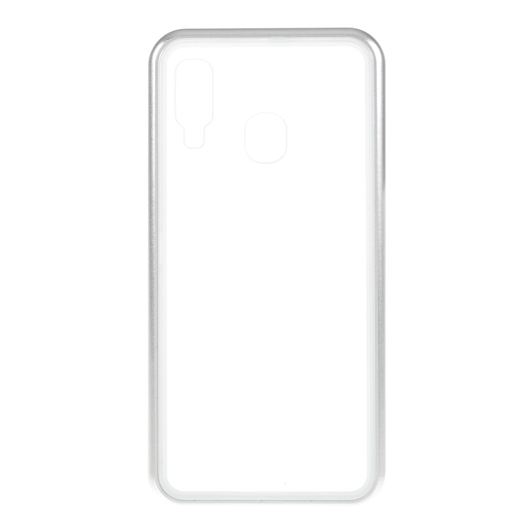 All-wrapped Magnetic Metal Frame + Tempered Glass Back Phone Case for Samsung Galaxy A40 - Silver-8
