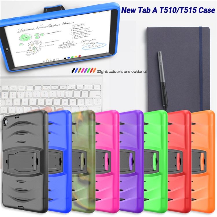 Shockproof Hard PC + Silicone Tablet Cover with Kickstand for Samsung Galaxy Tab A 10.1 (2019) SM-T510 (Wi-Fi) / SM-T515 (LTE)- Black-14