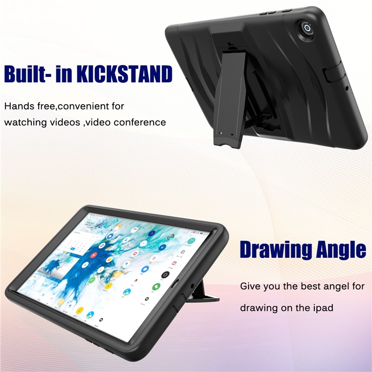 Shockproof Hard PC + Silicone Tablet Cover with Kickstand for Samsung Galaxy Tab A 10.1 (2019) SM-T510 (Wi-Fi) / SM-T515 (LTE)- Black-6