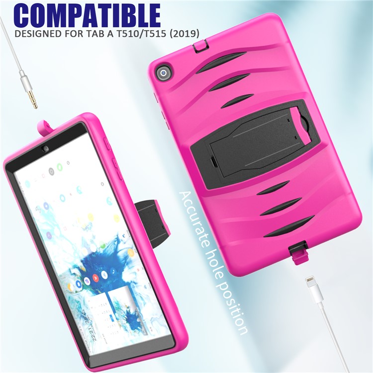 Shockproof Hard PC + Silicone Tablet Cover with Kickstand for Samsung Galaxy Tab A 10.1 (2019) SM-T510 (Wi-Fi) / SM-T515 (LTE)- Pink-12