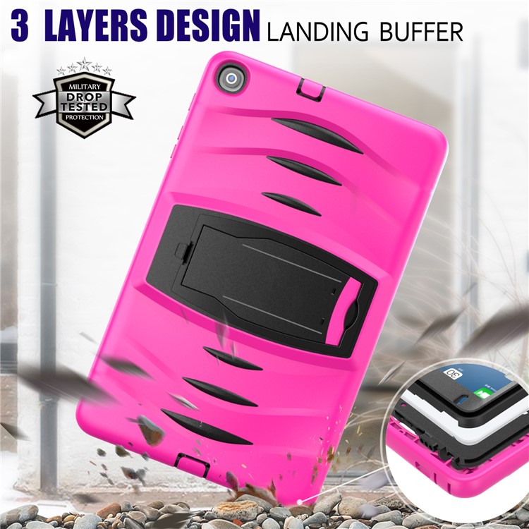 Shockproof Hard PC + Silicone Tablet Cover with Kickstand for Samsung Galaxy Tab A 10.1 (2019) SM-T510 (Wi-Fi) / SM-T515 (LTE)- Pink-13