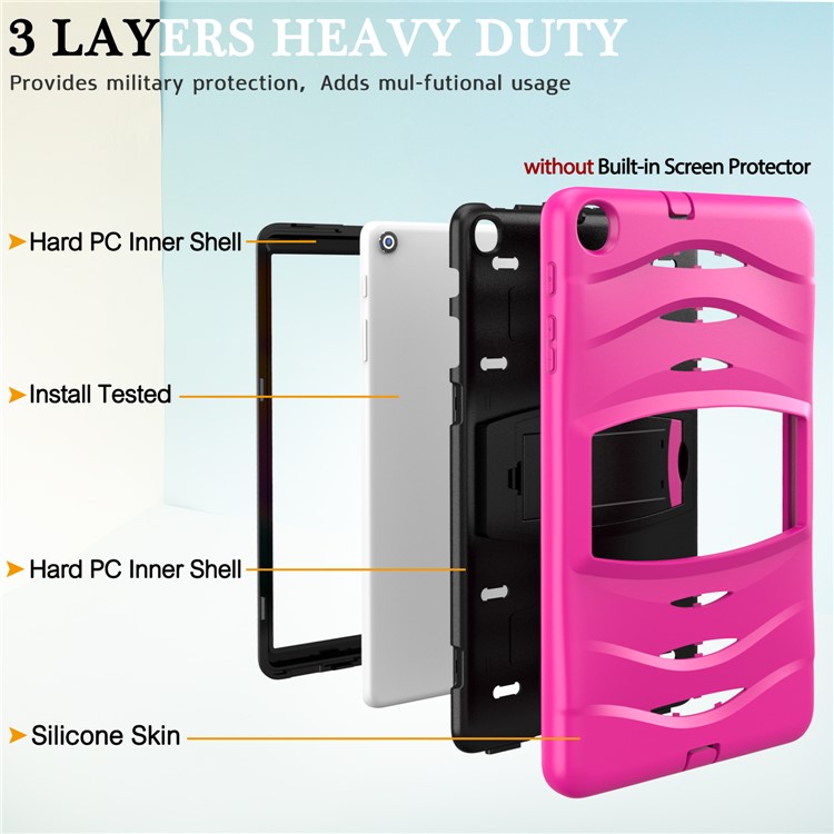 Shockproof Hard PC + Silicone Tablet Cover with Kickstand for Samsung Galaxy Tab A 10.1 (2019) SM-T510 (Wi-Fi) / SM-T515 (LTE)- Pink-8