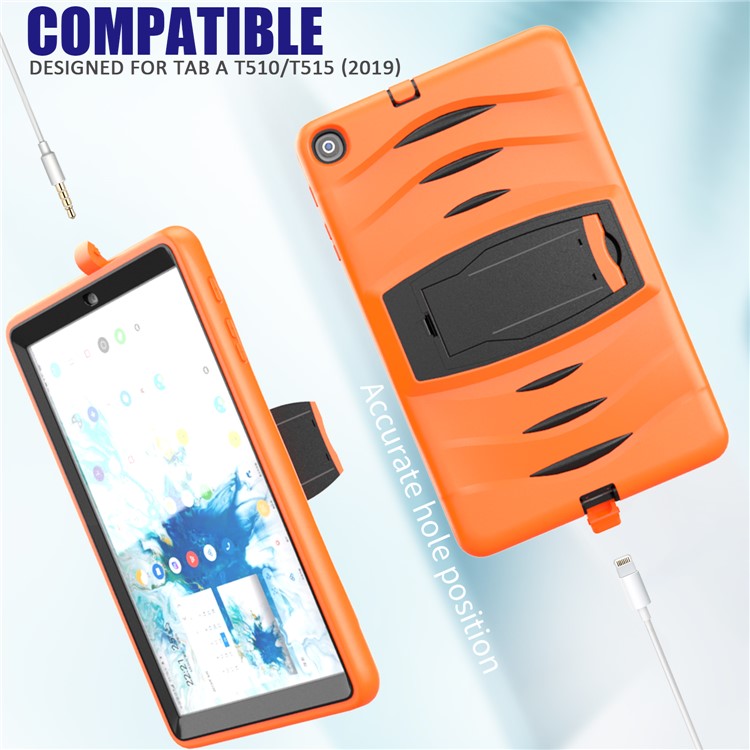 Shockproof Hard PC + Silicone Tablet Cover with Kickstand for Samsung Galaxy Tab A 10.1 (2019) SM-T510 (Wi-Fi) / SM-T515 (LTE)- Orange-12