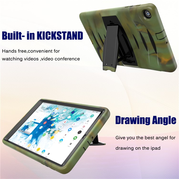 Shockproof Hard PC + Silicone Tablet Cover with Kickstand for Samsung Galaxy Tab A 10.1 (2019) SM-T510 (Wi-Fi) / SM-T515 (LTE)- Camouflage-6