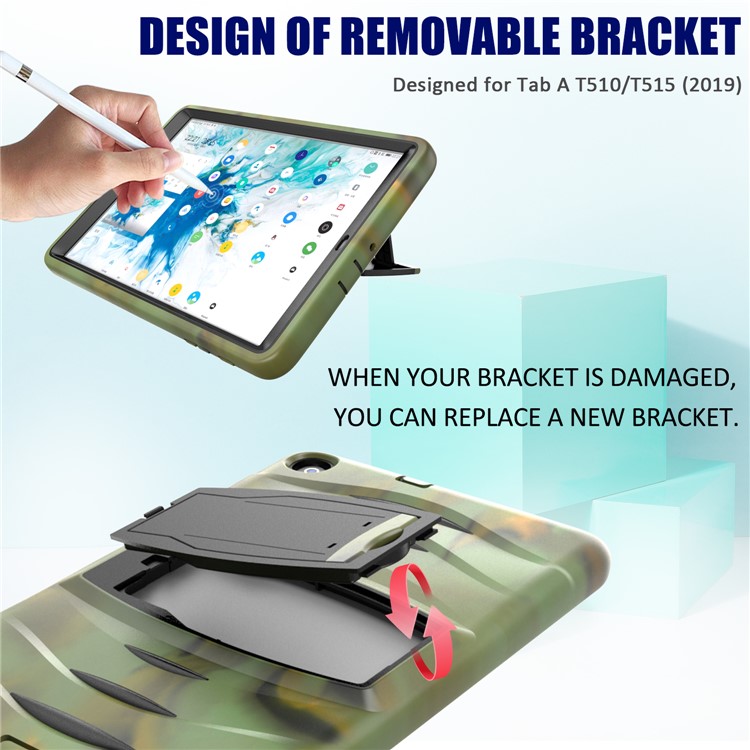 Shockproof Hard PC + Silicone Tablet Cover with Kickstand for Samsung Galaxy Tab A 10.1 (2019) SM-T510 (Wi-Fi) / SM-T515 (LTE)- Camouflage-7