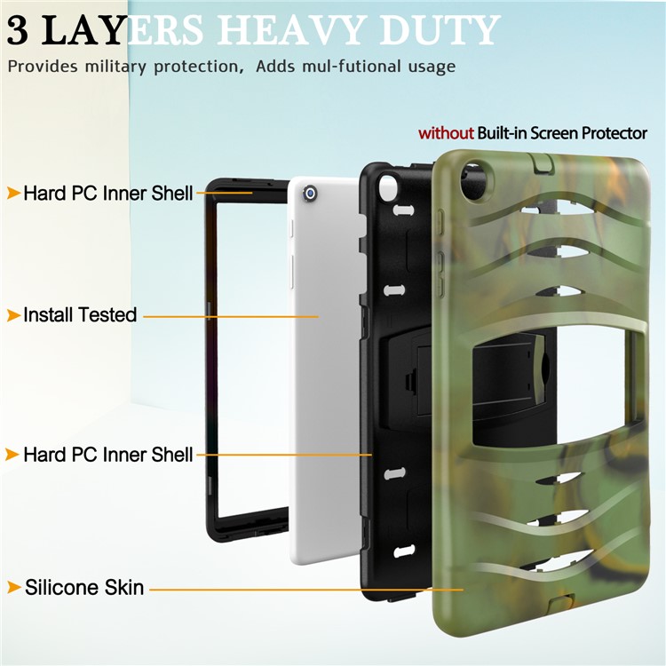 Shockproof Hard PC + Silicone Tablet Cover with Kickstand for Samsung Galaxy Tab A 10.1 (2019) SM-T510 (Wi-Fi) / SM-T515 (LTE)- Camouflage-8
