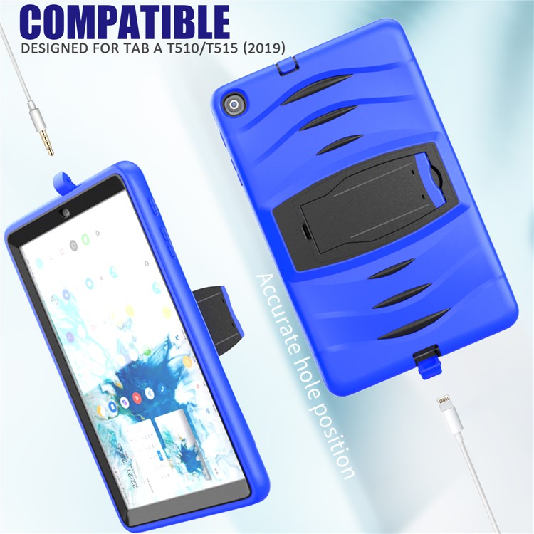 Tampa de Tablet PC + de Silicone à Prova de Choque Com Kickstand For Samsung Galaxy Tab A 10.1 (2019) SM-T510 (Wi-Fi) / SM-T515 (LTE)- Azul