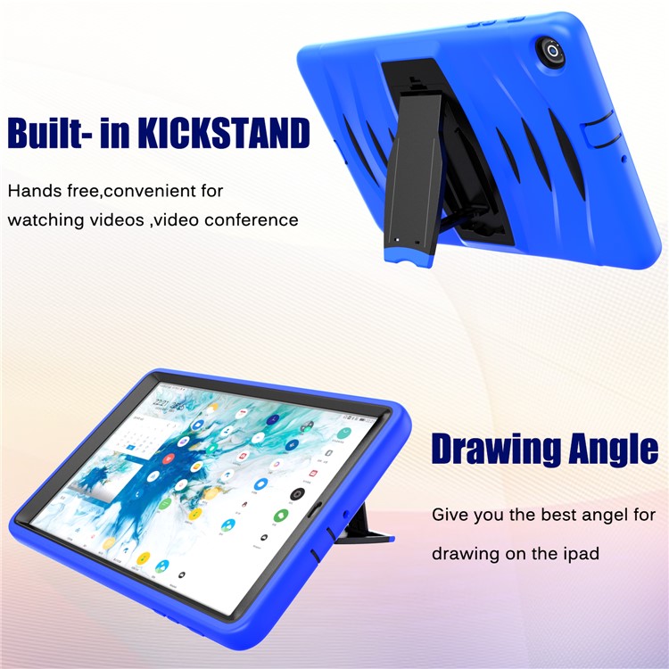 Tampa de Tablet PC + de Silicone à Prova de Choque Com Kickstand For Samsung Galaxy Tab A 10.1 (2019) SM-T510 (Wi-Fi) / SM-T515 (LTE)- Azul