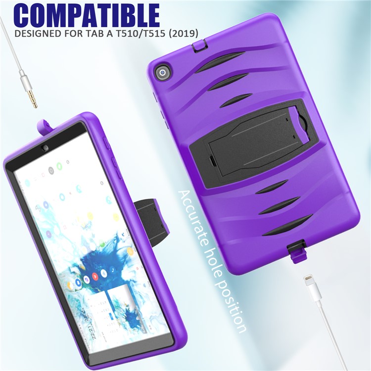 Shockproof Hard PC + Silicone Tablet Cover with Kickstand for Samsung Galaxy Tab A 10.1 (2019) SM-T510 (Wi-Fi) / SM-T515 (LTE)- Purple-11