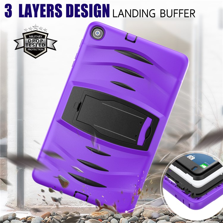 Shockproof Hard PC + Silicone Tablet Cover with Kickstand for Samsung Galaxy Tab A 10.1 (2019) SM-T510 (Wi-Fi) / SM-T515 (LTE)- Purple-12