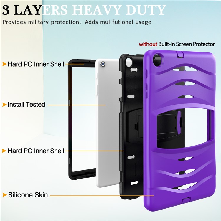 Shockproof Hard PC + Silicone Tablet Cover with Kickstand for Samsung Galaxy Tab A 10.1 (2019) SM-T510 (Wi-Fi) / SM-T515 (LTE)- Purple-7