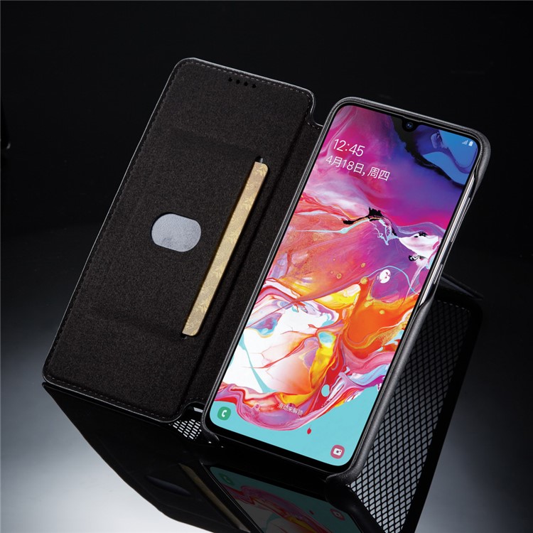 LC.IMEEKE Retro Style Leather Card Holder Phone Case for Samsung Galaxy A70 - Black-10