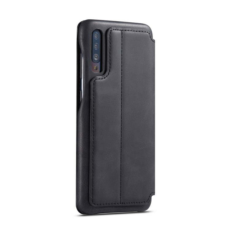 LC.IMEEKE Retro Style Leather Card Holder Phone Case for Samsung Galaxy A70 - Black-4