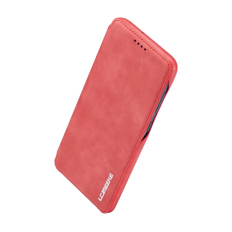 LC.IMEEKE Retro Style Leather Card Holder Phone Case for Samsung Galaxy A70 - Red-6