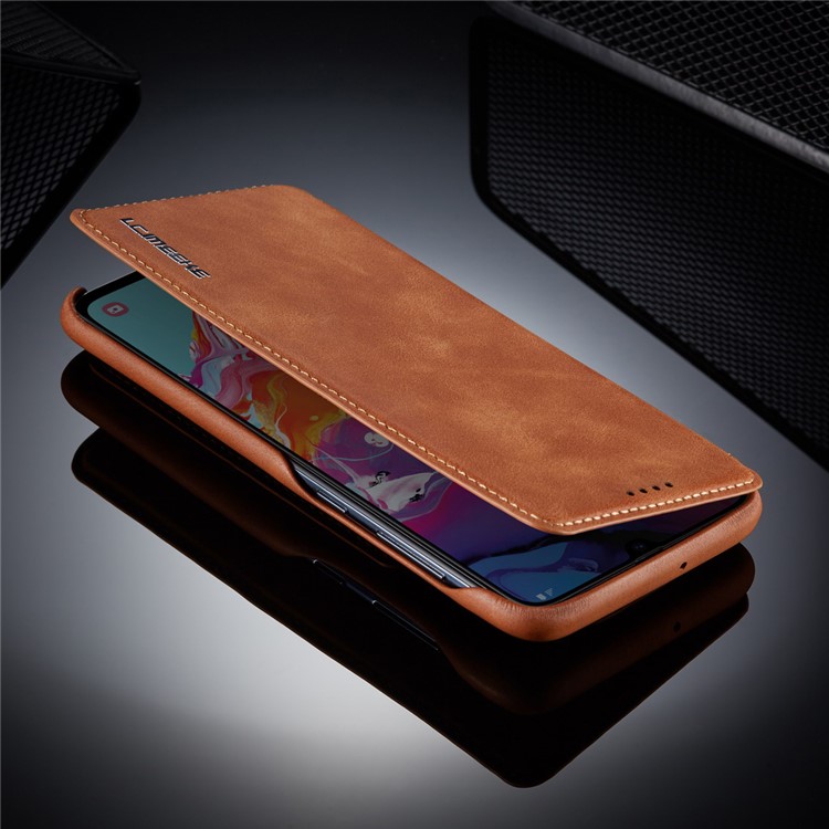 LC.IMEEKE Retro Style Leather Card Holder Phone Case for Samsung Galaxy A70 - Brown-16