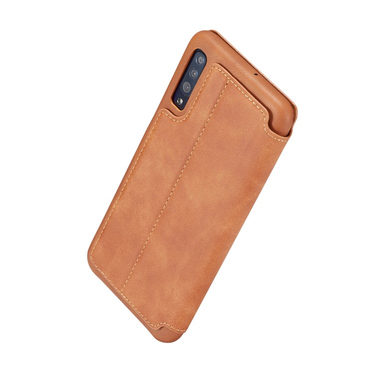 LC.IMEEKE Retro Style Leather Card Holder Phone Case for Samsung Galaxy A70 - Brown-6