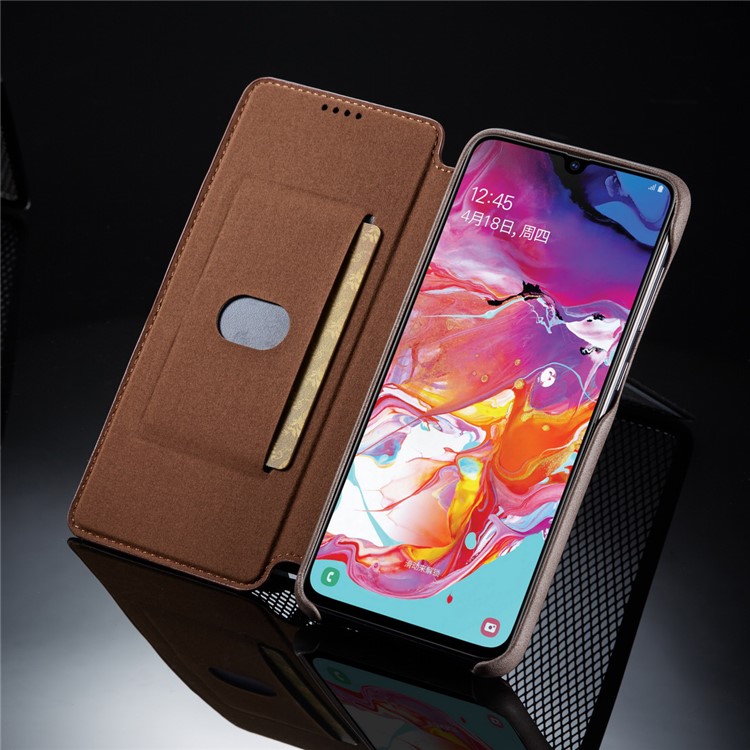 LC.IMEEKE Retro Style Leather Card Holder Phone Case for Samsung Galaxy A70 - Coffee-10