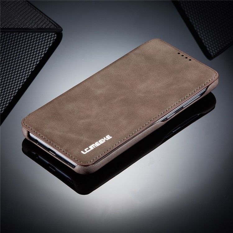 LC.IMEEKE Retro Style Leather Card Holder Phone Case for Samsung Galaxy A70 - Coffee-11