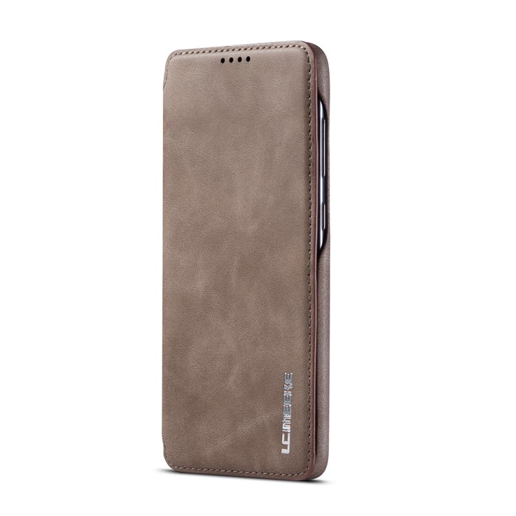 LC.IMEEKE Retro Style Leather Card Holder Phone Case for Samsung Galaxy A70 - Coffee-3