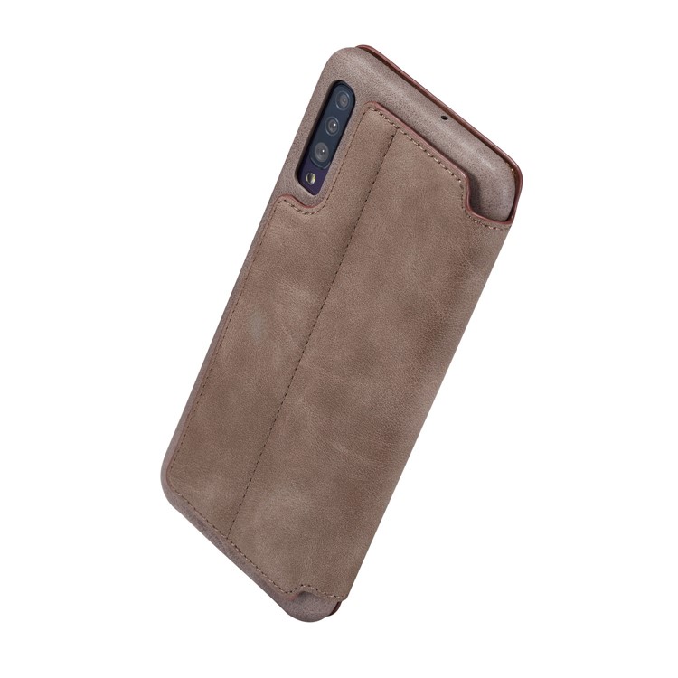 LC.IMEEKE Retro Style Leather Card Holder Phone Case for Samsung Galaxy A70 - Coffee-6