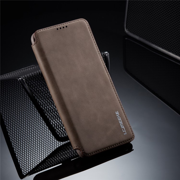 LC.IMEEKE Retro Style Leather Card Holder Phone Case for Samsung Galaxy A70 - Coffee-9