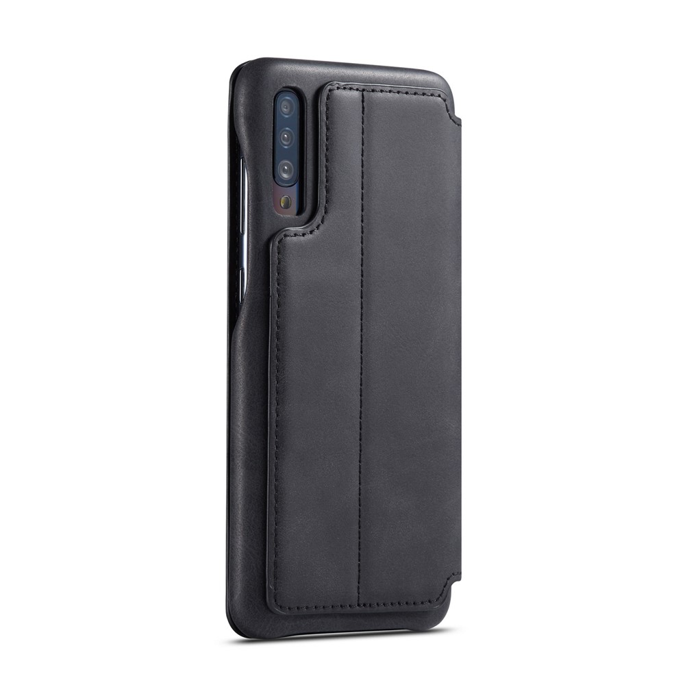 LC.IMEEKE Retro Style Leather Casing with Card Holder for Samsung Galaxy A50 - Black-4