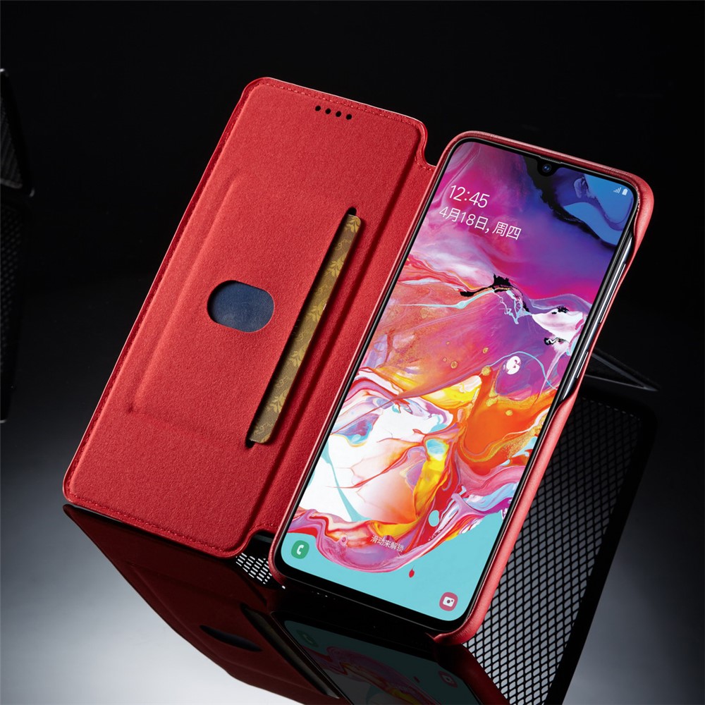LC.IMEEKE Retro Style Leather Casing with Card Holder for Samsung Galaxy A50/A50s/A30s - Red-11