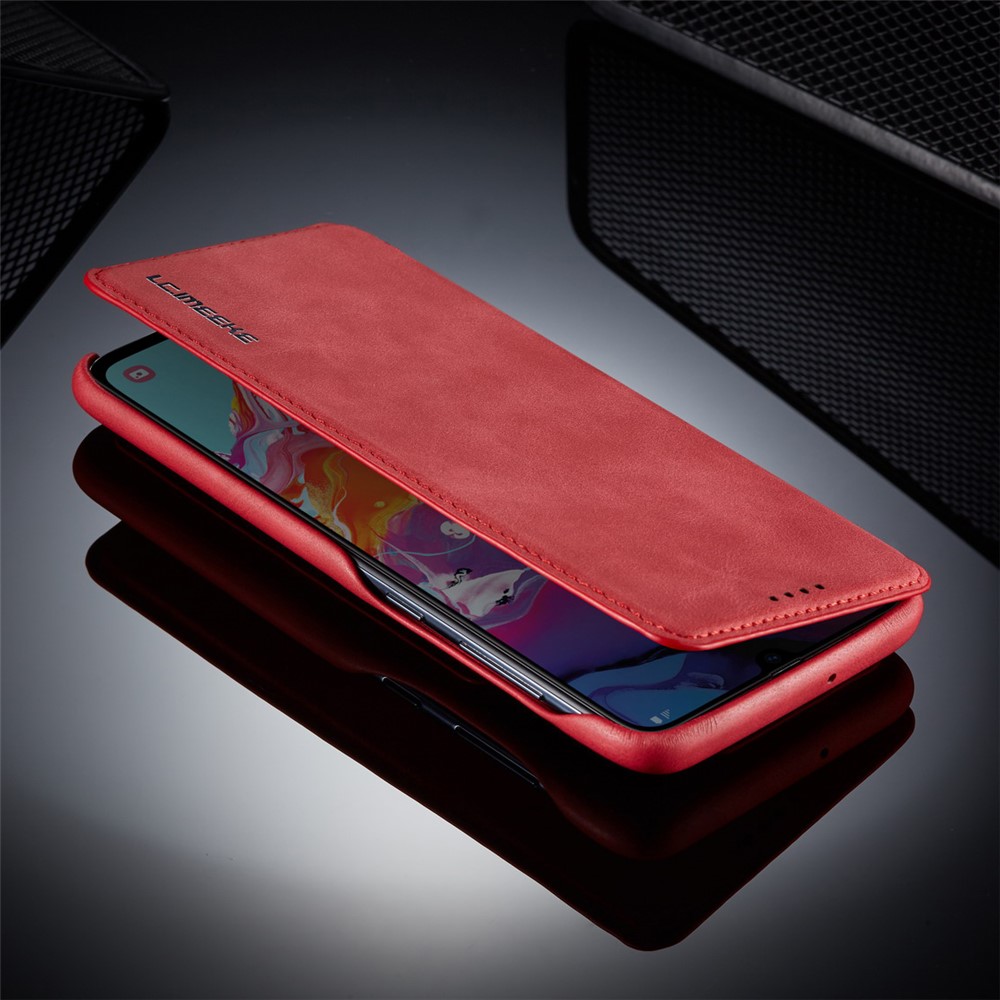 LC.IMEEKE Retro Style Leather Casing with Card Holder for Samsung Galaxy A50/A50s/A30s - Red-14
