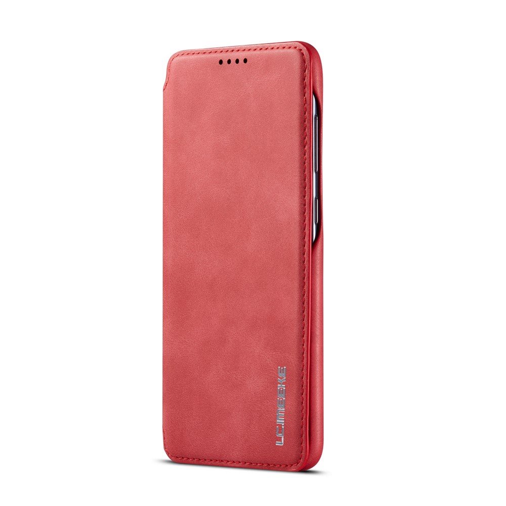 LC.IMEEKE Retro Style Leather Casing with Card Holder for Samsung Galaxy A50/A50s/A30s - Red-3