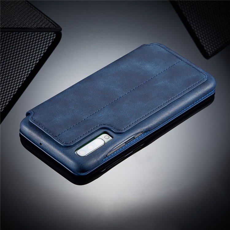 Lc. Basage en Cuir de Style Rétro Imeeke Avec Support de Carte Pour Samsung Galaxy A50 / A50s / A30s - Bleu