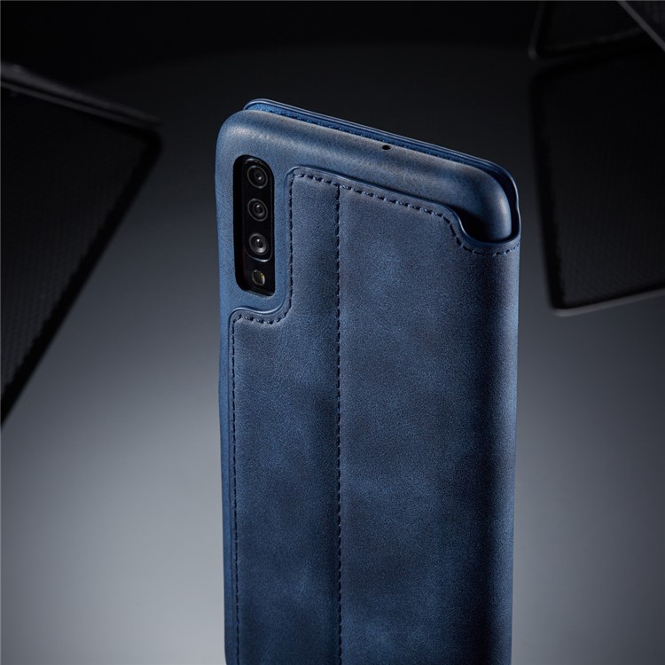 Lc. Basage en Cuir de Style Rétro Imeeke Avec Support de Carte Pour Samsung Galaxy A50 / A50s / A30s - Bleu