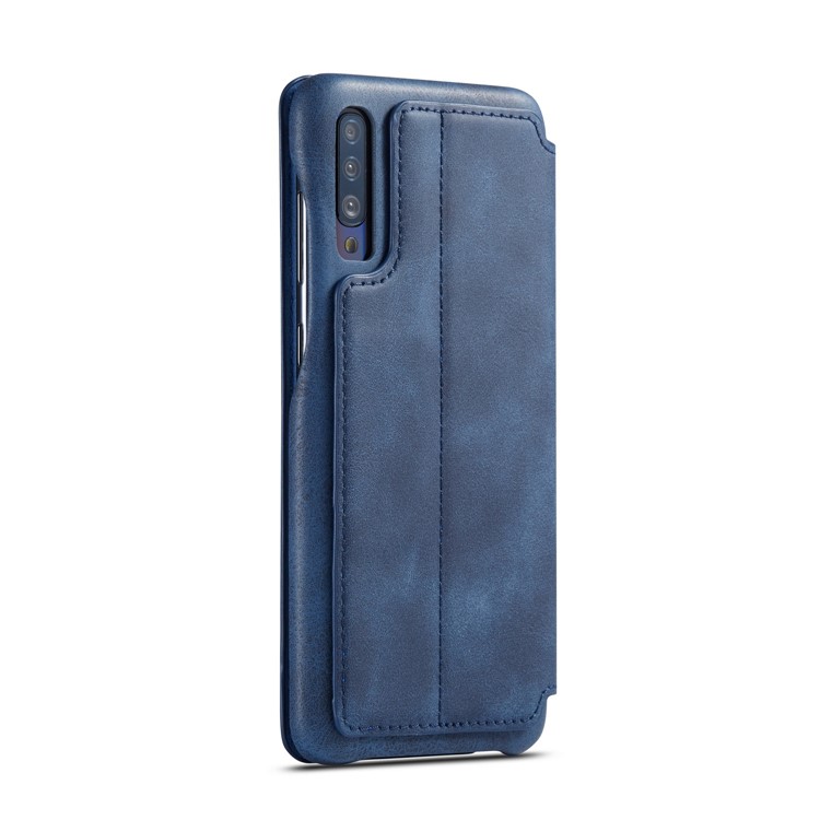 Lc. Basage en Cuir de Style Rétro Imeeke Avec Support de Carte Pour Samsung Galaxy A50 / A50s / A30s - Bleu-4