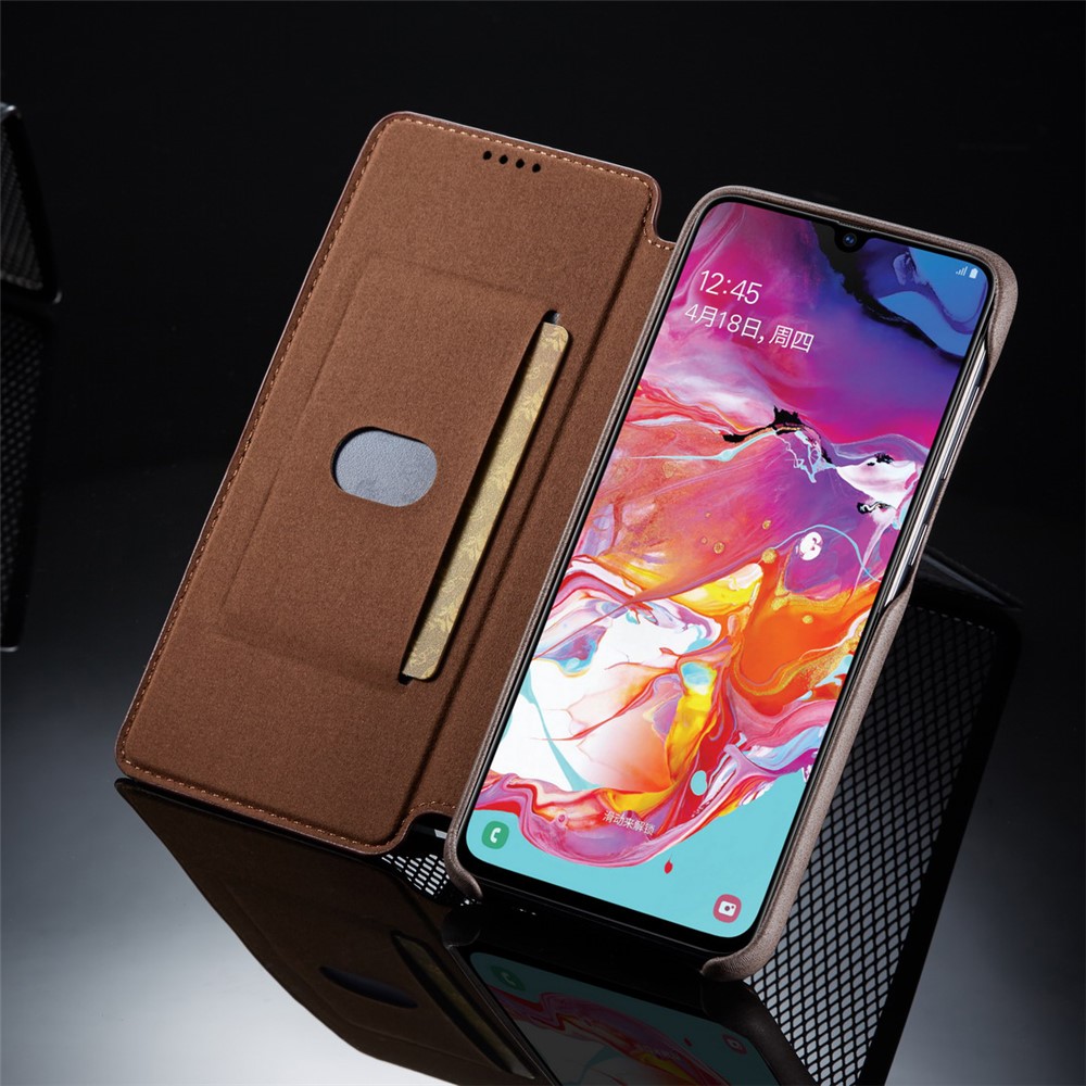 LC.IMEEKE Retro Style Leather Casing with Card Holder for Samsung Galaxy A50/A50s/A30s - Coffee-10