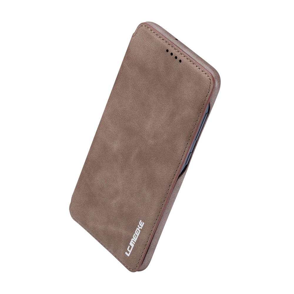 LC.IMEEKE Retro Style Leather Casing with Card Holder for Samsung Galaxy A50/A50s/A30s - Coffee-5