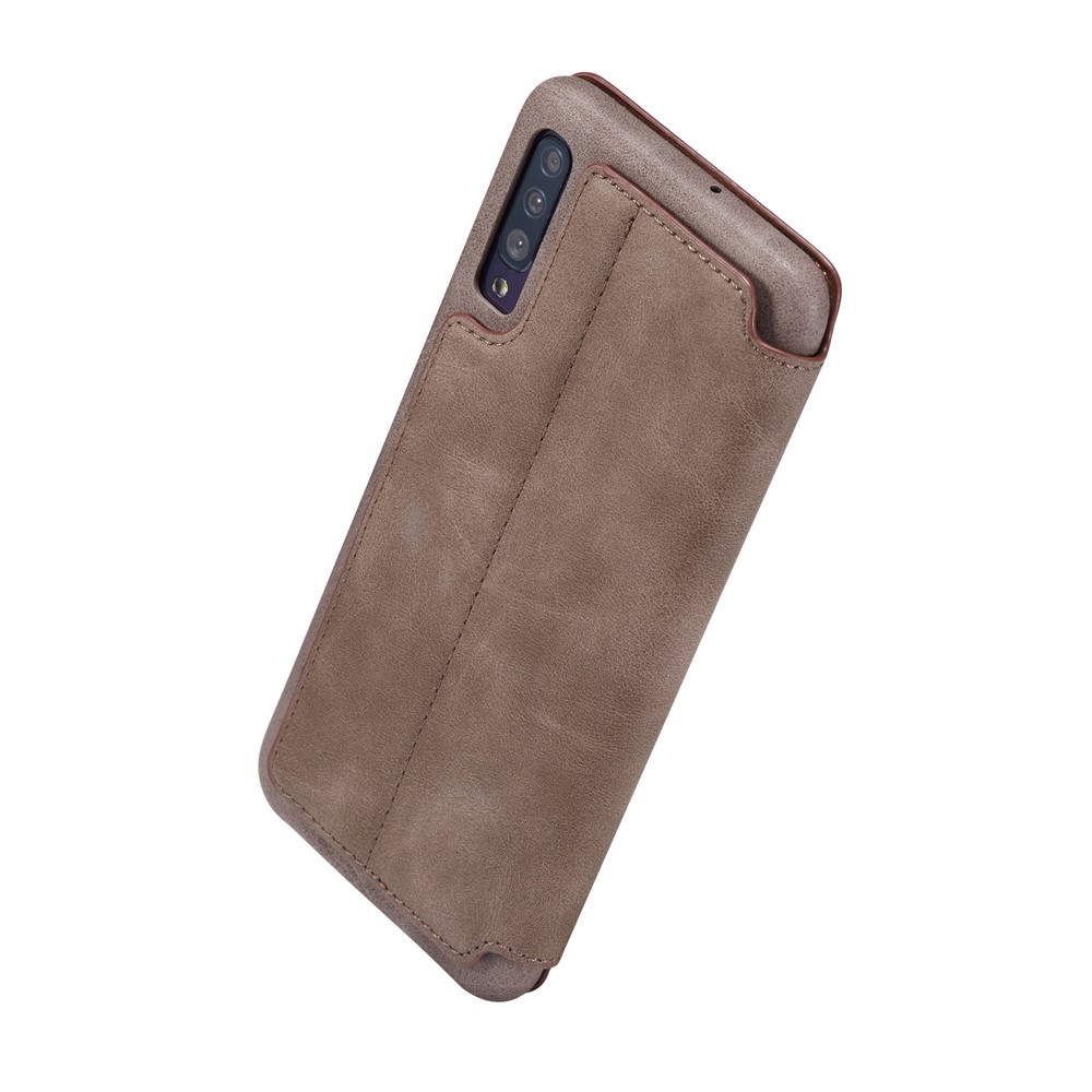 LC.IMEEKE Retro Style Leather Casing with Card Holder for Samsung Galaxy A50/A50s/A30s - Coffee-6