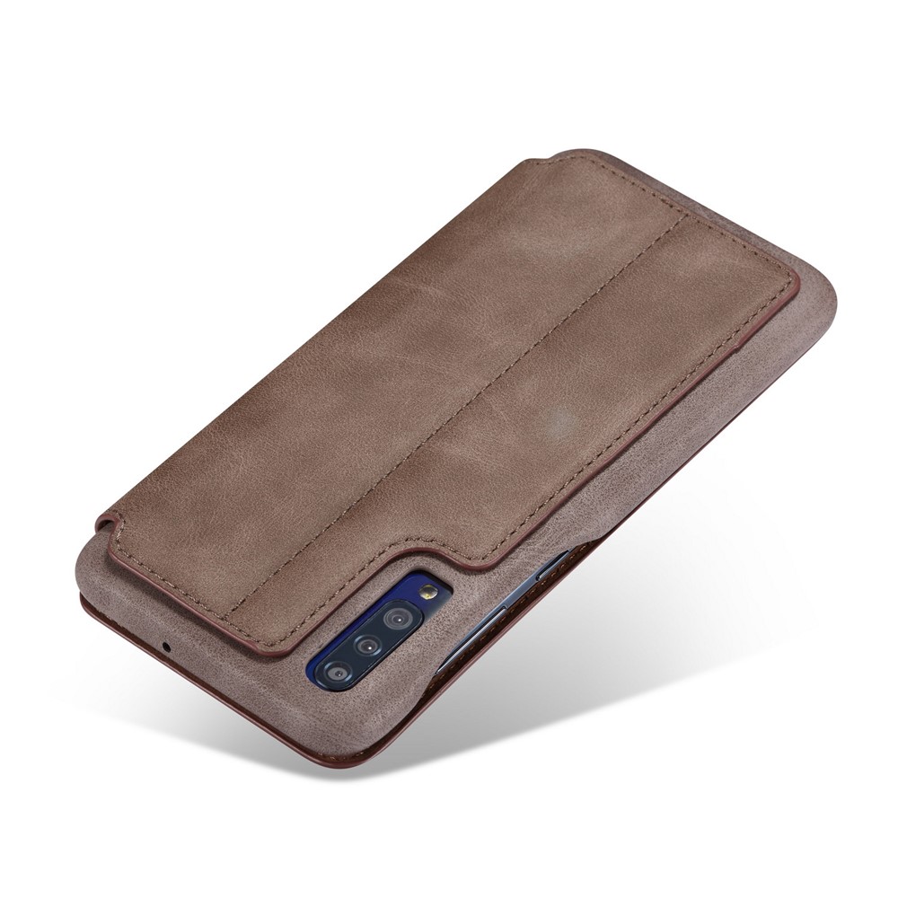 LC.IMEEKE Retro Style Leather Casing with Card Holder for Samsung Galaxy A50/A50s/A30s - Coffee-7