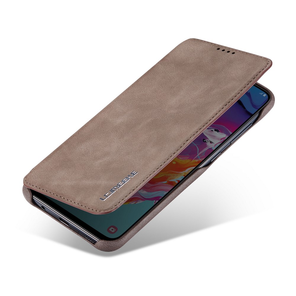 LC.IMEEKE Retro Style Leather Casing with Card Holder for Samsung Galaxy A50/A50s/A30s - Coffee-8